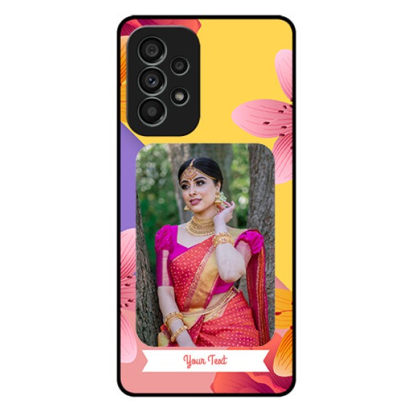Galaxy A73 5G Custom Glass Mobile Case - 3 Image With Vintage Floral Design