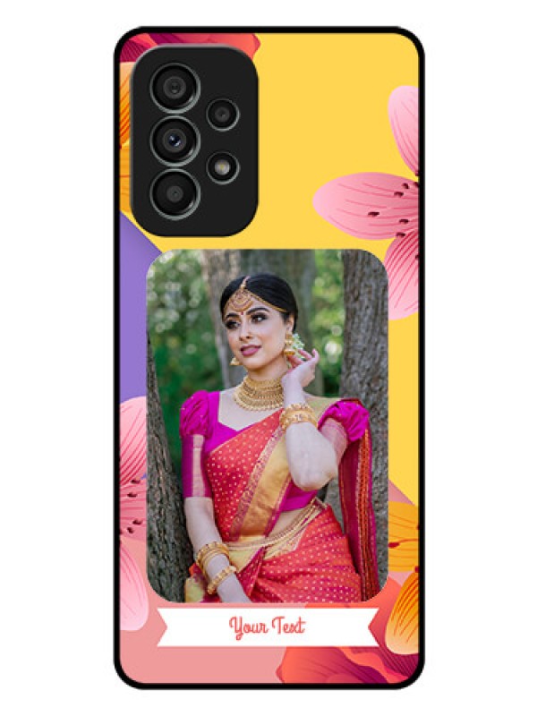 Custom Galaxy A73 5G Custom Glass Mobile Case - 3 Image With Vintage Floral Design