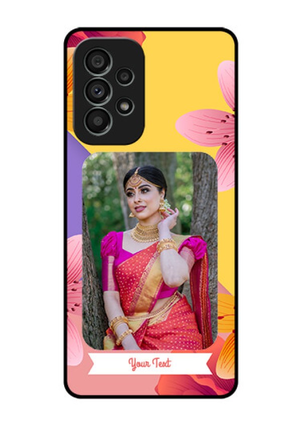 Galaxy A73 5G Custom Glass Mobile Case - 3 Image With Vintage Floral Design