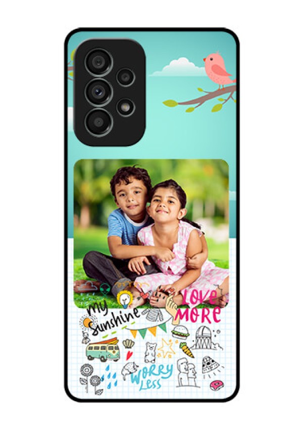 Galaxy A73 5G Photo Printing on Glass Case - Doodle love Design