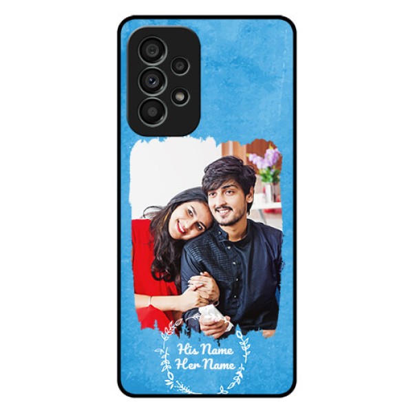 Galaxy A73 5G Custom Glass Phone Case - Blue Color Vintage Design Galaxy A73 5G Custom Glass Phone Case - Blue Color Vintage Design
