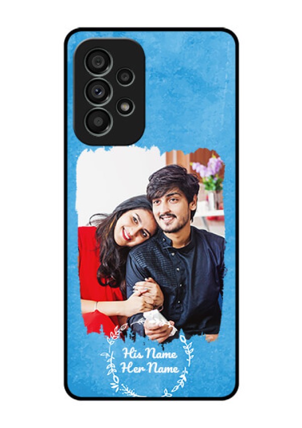 Galaxy A73 5G Custom Glass Phone Case - Blue Color Vintage Design
