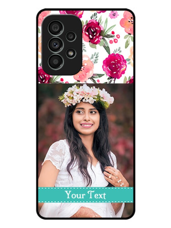 Custom Galaxy A73 5G Custom Glass Phone Case - Watercolor Floral Design