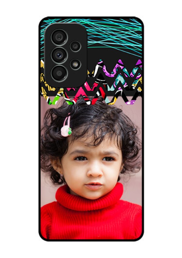 Galaxy A73 5G Personalized Glass Phone Case - Neon Abstract Design