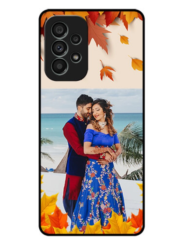 Custom Galaxy A73 5G Photo Printing on Glass Case - Autumn Maple Leaves Design