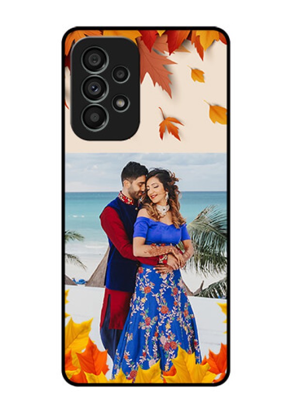 Galaxy A73 5G Photo Printing on Glass Case - Autumn Maple Leaves Design