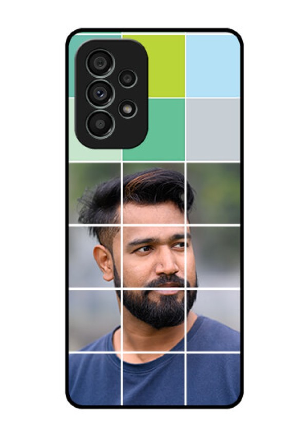 Galaxy A73 5G Photo Printing on Glass Case - with white box pattern