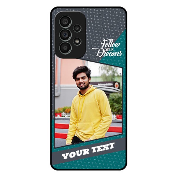 Galaxy A73 5G Personalized Glass Phone Case - Background Pattern Design with Quote Galaxy A73 5G Personalized Glass Phone Case - Background Pattern Design with Quote