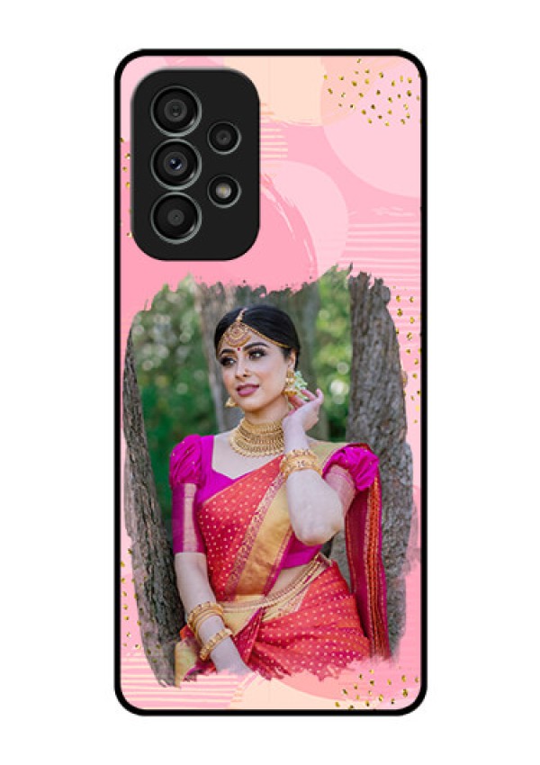 Galaxy A73 5G Personalized Glass Phone Case - Gold Glitter Splash Design