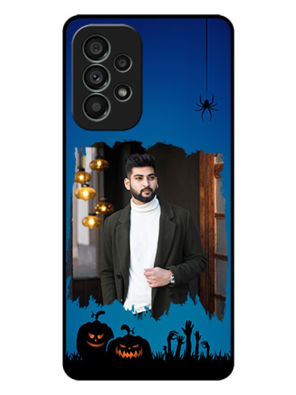 Custom Galaxy A73 5G Photo Printing on Glass Case - with pro Halloween design