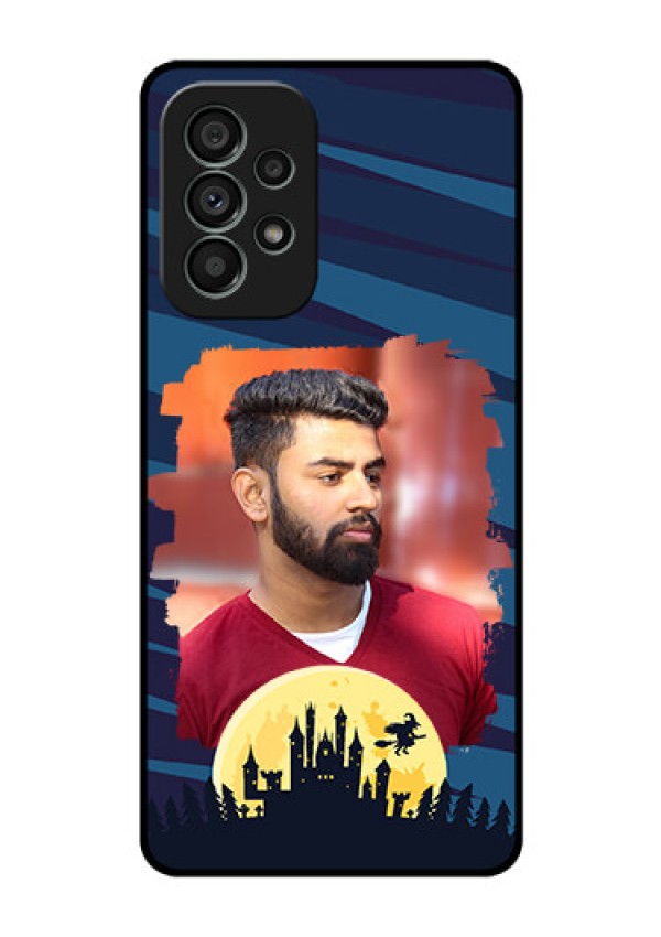 Galaxy A73 5G Photo Printing on Glass Case - Halloween Witch Design