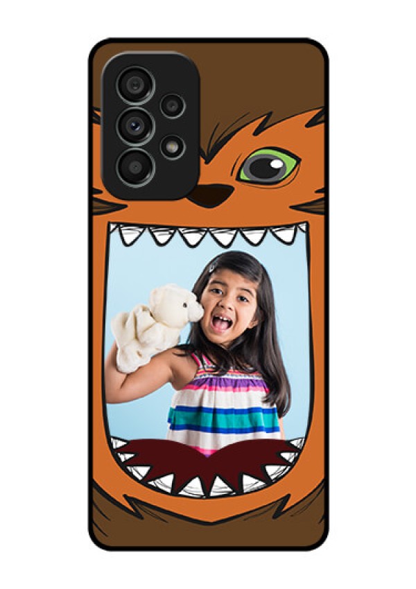 Galaxy A73 5G Photo Printing on Glass Case - Owl Monster Back Case Design