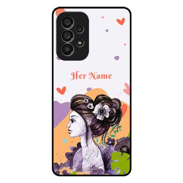 Galaxy A73 5G Personalized Glass Phone Case - Woman And Nature Design