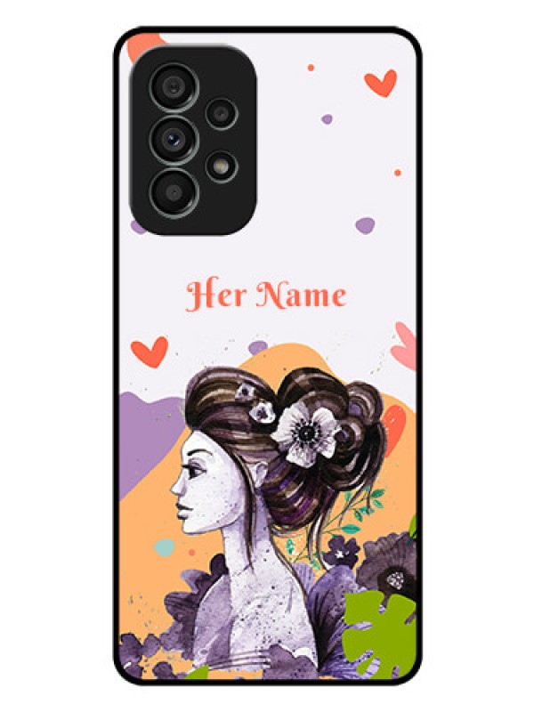 Custom Galaxy A73 5G Personalized Glass Phone Case - Woman And Nature Design