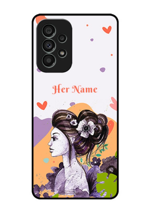 Galaxy A73 5G Personalized Glass Phone Case - Woman And Nature Design