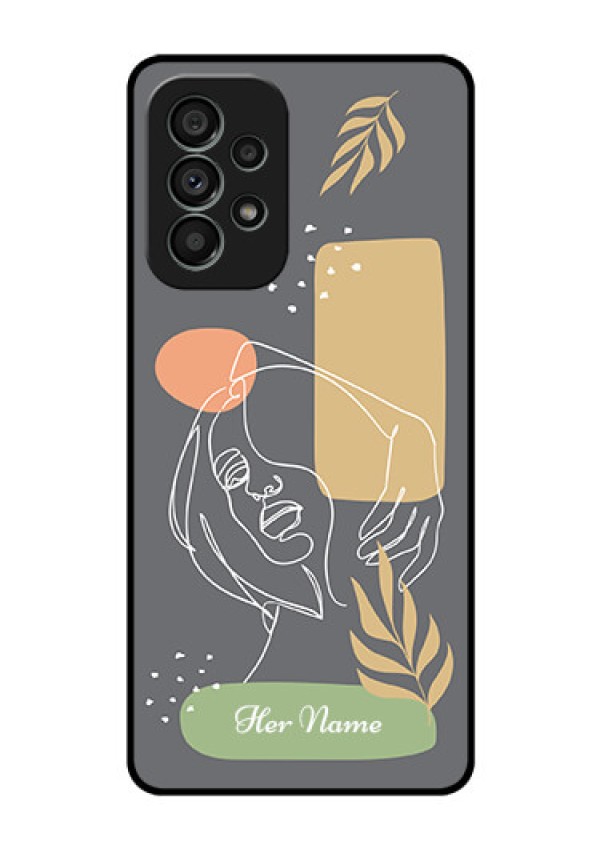 Galaxy A73 5G Custom Glass Phone Case - Gazing Woman line art Design