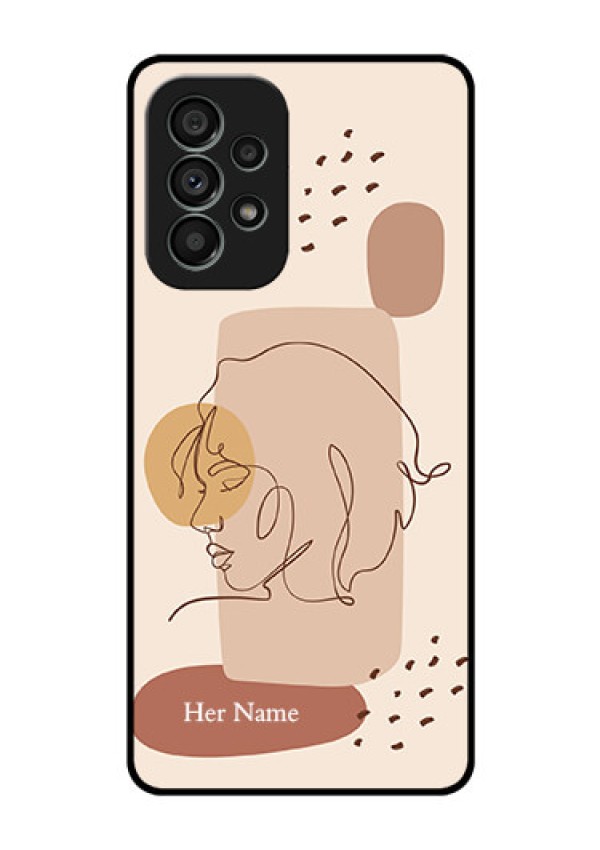 Galaxy A73 5G Photo Printing on Glass Case - Calm Woman line art Design