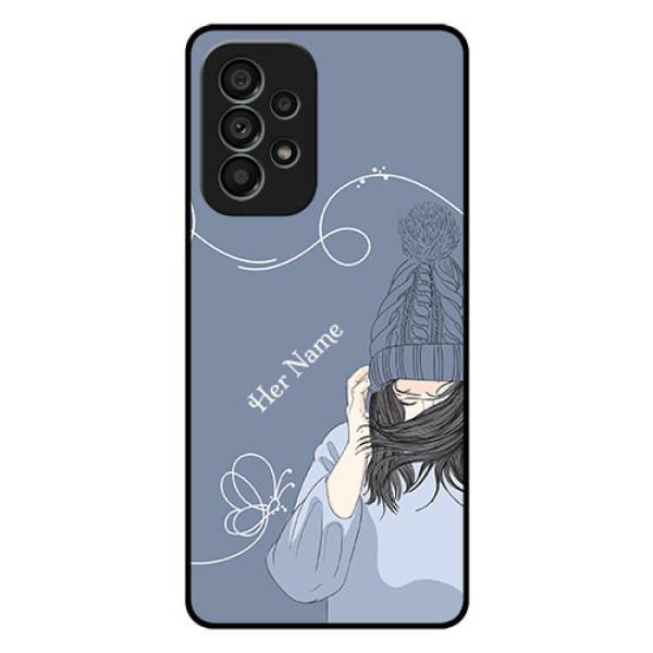 Galaxy A73 5G Custom Glass Mobile Case - Girl in winter outfit Design