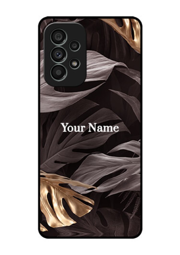 Galaxy A73 5G Personalised Glass Phone Case - Wild Leaves digital paint Design