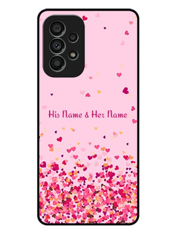 Custom Galaxy A73 5G Photo Printing on Glass Case - Floating Hearts Design