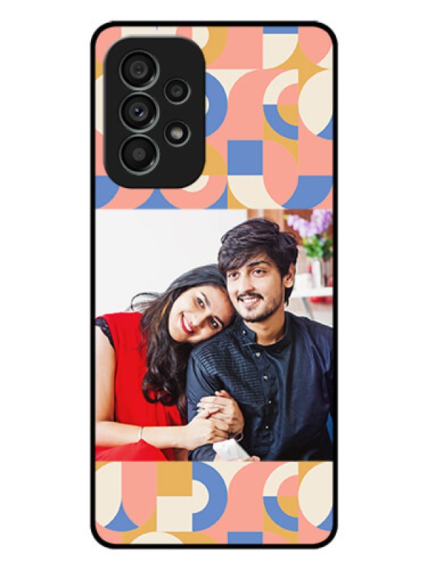 Custom Galaxy A73 5G Photo Printing on Glass Case - Semi-circle Maze Pattern Design