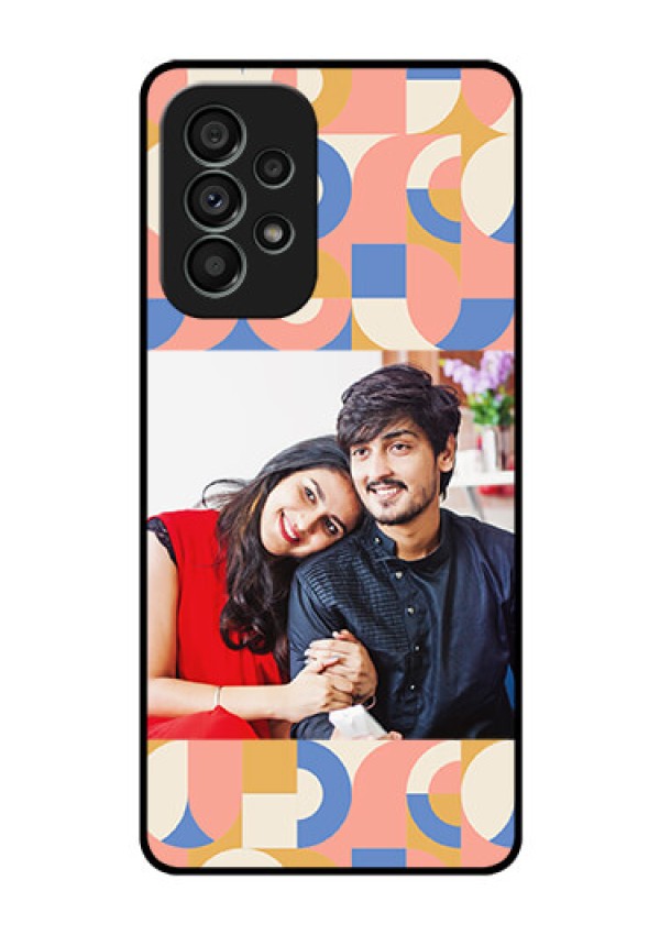 Galaxy A73 5G Photo Printing on Glass Case - Semi-circle Maze Pattern Design
