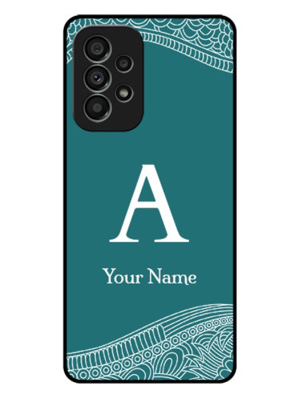 Custom Galaxy A73 5G Personalized Glass Phone Case - line art pattern with custom name Design