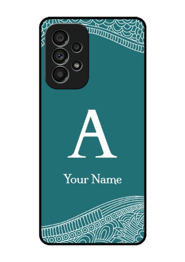 Galaxy A73 5G Personalized Glass Phone Case - line art pattern with custom name Design