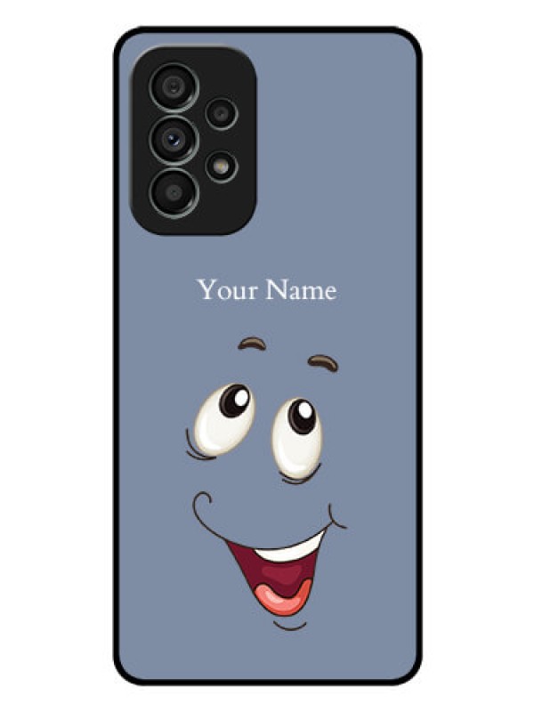 Custom Galaxy A73 5G Photo Printing on Glass Case - Laughing Cartoon Face Design