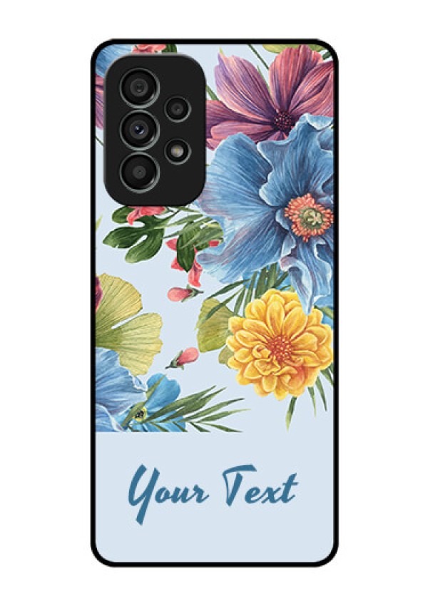 Galaxy A73 5G Custom Glass Mobile Case - Stunning Watercolored Flowers Painting Design