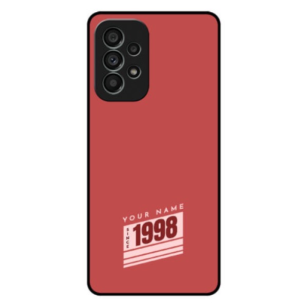 Galaxy A73 5G Custom Glass Phone Case - Red custom year of birth Design Galaxy A73 5G Custom Glass Phone Case - Red custom year of birth Design