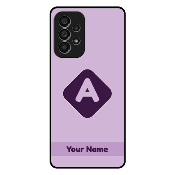 Galaxy A73 5G Custom Glass Mobile Case - Custom Letter in curved badge Design Galaxy A73 5G Custom Glass Mobile Case - Custom Letter in curved badge Design