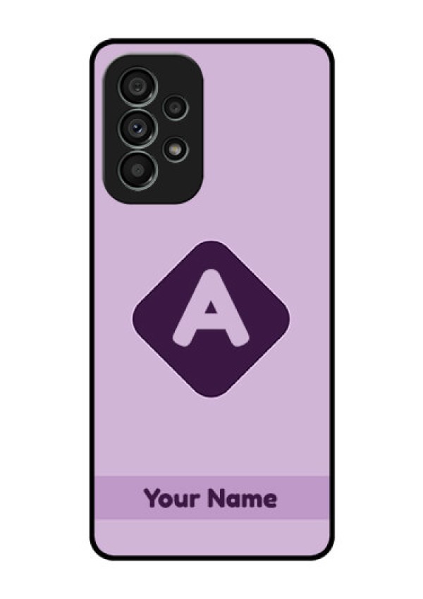 Galaxy A73 5G Custom Glass Mobile Case - Custom Letter in curved badge Design