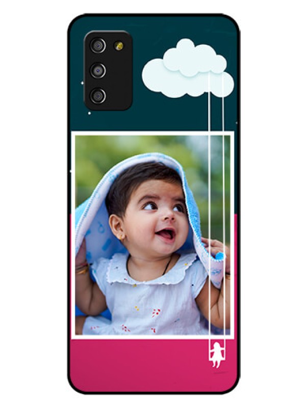 Custom Galaxy F02s Custom Glass Phone Case  - Cute Girl with Cloud Design