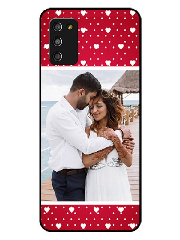 Custom Galaxy F02s Photo Printing on Glass Case  - Hearts Mobile Case Design