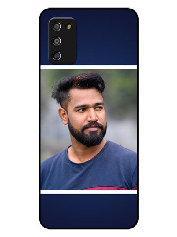 Custom Galaxy F02s Personalized Glass Phone Case  - Simple Royal Blue Design