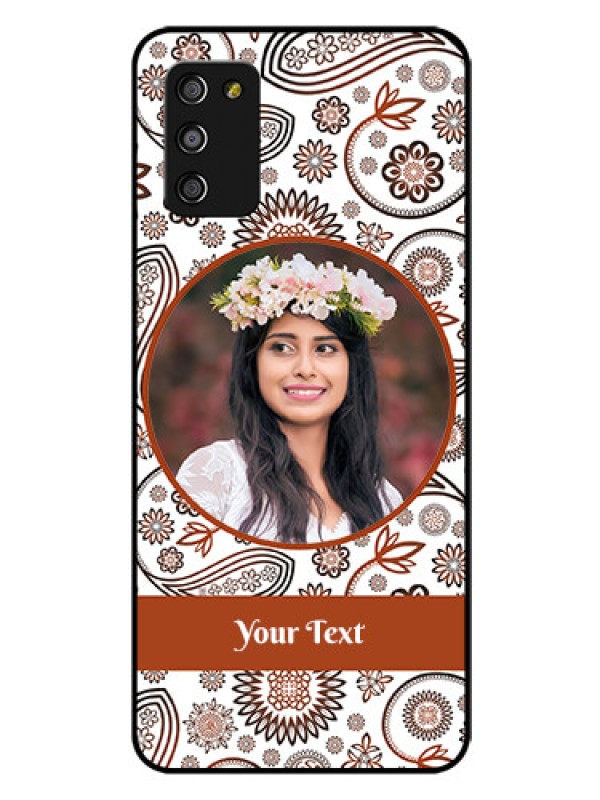 Custom Galaxy F02s Custom Glass Mobile Case  - Abstract Floral Design 