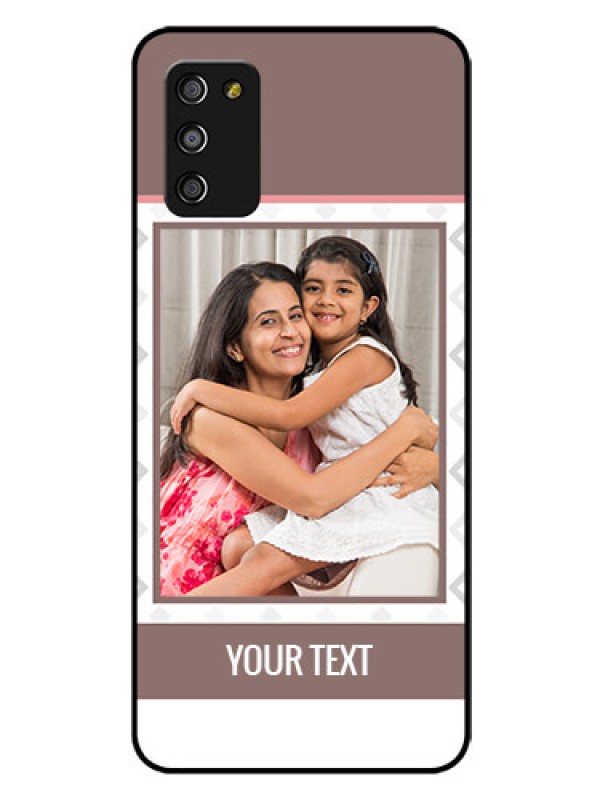 Custom Galaxy F02s Photo Printing on Glass Case  - Simple Diamond Design