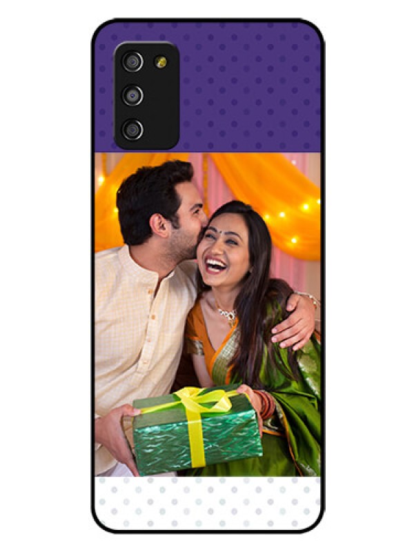 Custom Galaxy F02s Personalized Glass Phone Case  - Violet Pattern Design