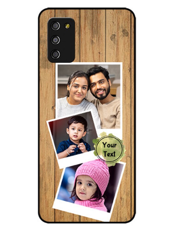Custom Galaxy F02s Custom Glass Phone Case  - Wooden Texture Design