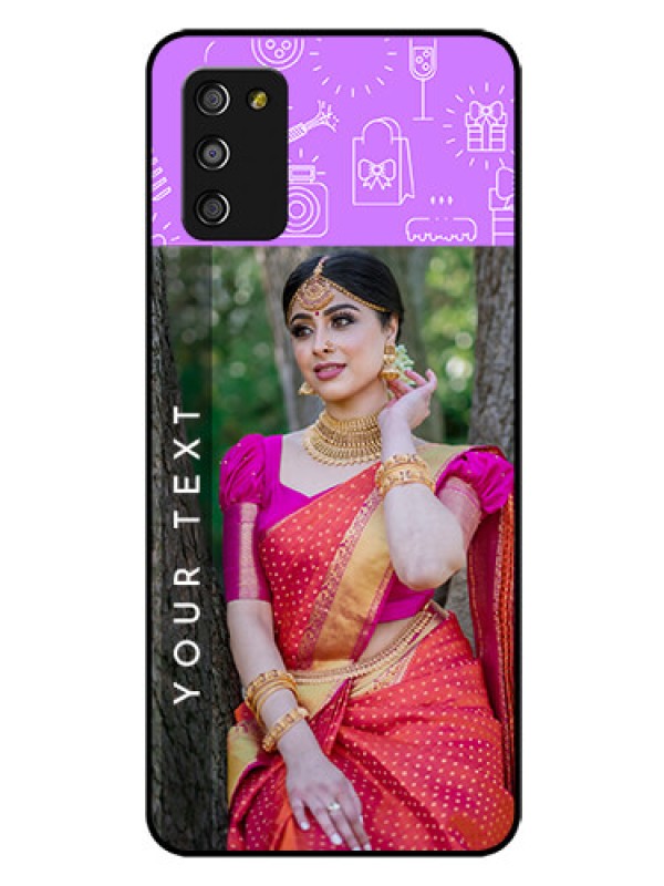 Custom Galaxy F02s Custom Glass Mobile Case  - Birthday Icons Design