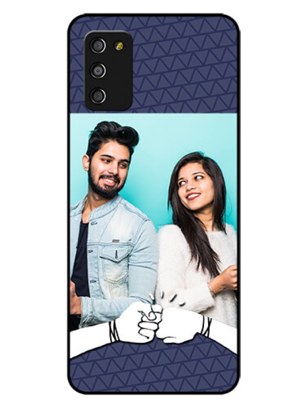 Custom Galaxy F02s Photo Printing on Glass Case  - with Best Friends Design  