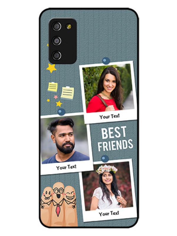 Custom Galaxy F02s Personalized Glass Phone Case  - Sticky Frames and Friendship Design