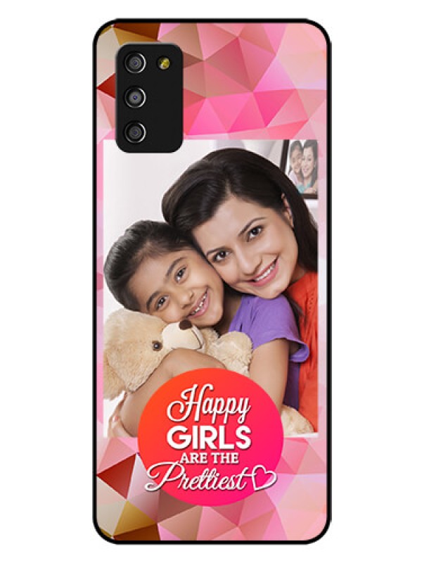 Custom Galaxy F02s Photo Printing on Glass Case  - Abstract Triangle Design