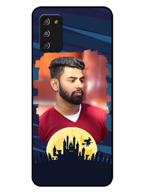 Custom Galaxy F02s Photo Printing on Glass Case  - Halloween Witch Design 