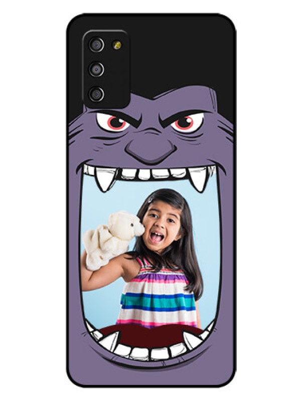 Custom Galaxy F02s Custom Glass Phone Case  - Angry Monster Design