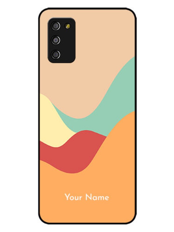 Custom Galaxy F02s Personalized Glass Phone Case - Ocean Waves Multi-colour Design