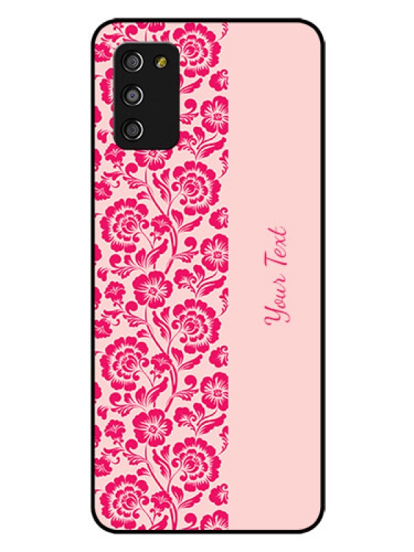 Custom Galaxy F02s Custom Glass Phone Case - Attractive Floral Pattern Design