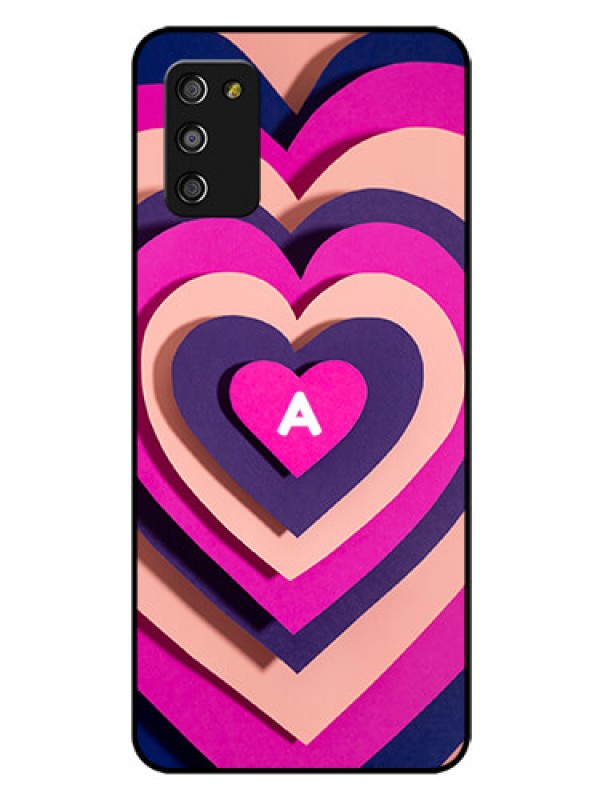 Custom Galaxy F02s Custom Glass Mobile Case - Cute Heart Pattern Design
