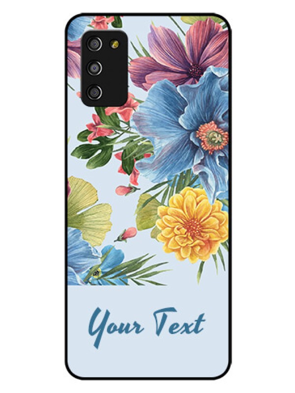 Custom Galaxy F02s Custom Glass Mobile Case - Stunning Watercolored Flowers Painting Design